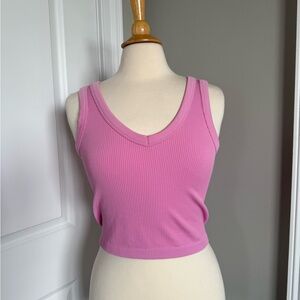 Pink Ribbed Tank Top
